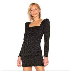 NWT L'Academie The Estelle Mini Dress in Black Tweed